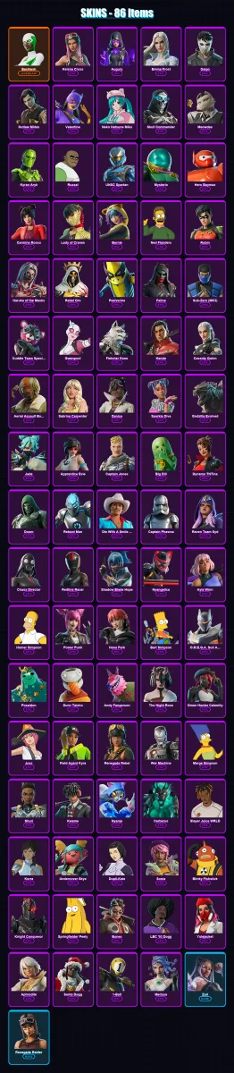 [PS4/PS5/XBOX/PC] | Backlash | Keisha Cross | Augury | Emma Frost | Daigo | 86 skin | 108 pickaxe | 77 emote | 72 glider | Lv919