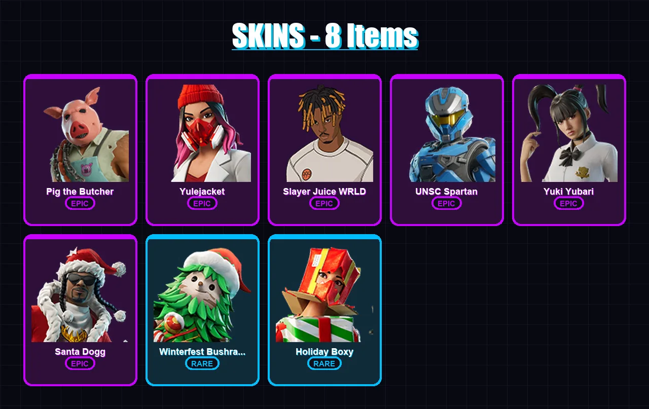 [SWITCH/XBOX/PSN/PC] | Pig the Butcher | Yulejacket | Slayer Juice WRLD | 8 skin | Lv469
