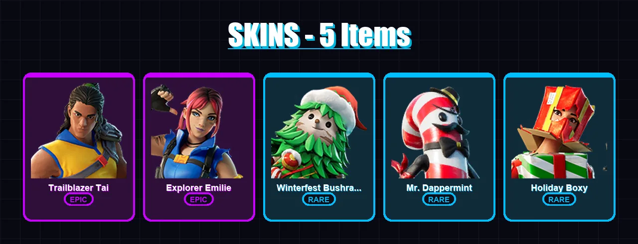 [PC/XBOX/PSN] | Trailblazer Tai | Explorer Emilie | Winterfest Bushranger | 5 skin | Lv19