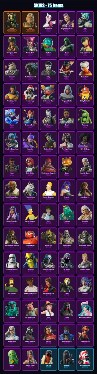 [PC] | Hades | Zeus | Gwenpool | Ringmaster Scarr | Jade | 75 skin | 123 pickaxe | 81 emote | 85 glider | Lv1169