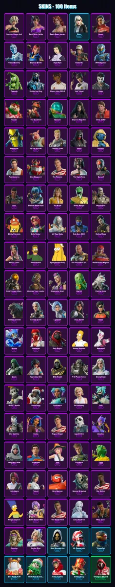[PC/XBOX/PSN] | Summer Slayer Joni | Sand Witch Helsie | Beach Beast Lucien | Siren | Kendo | 100 skin | 164 pickaxe | 118 emote | 126 glider | Lv21