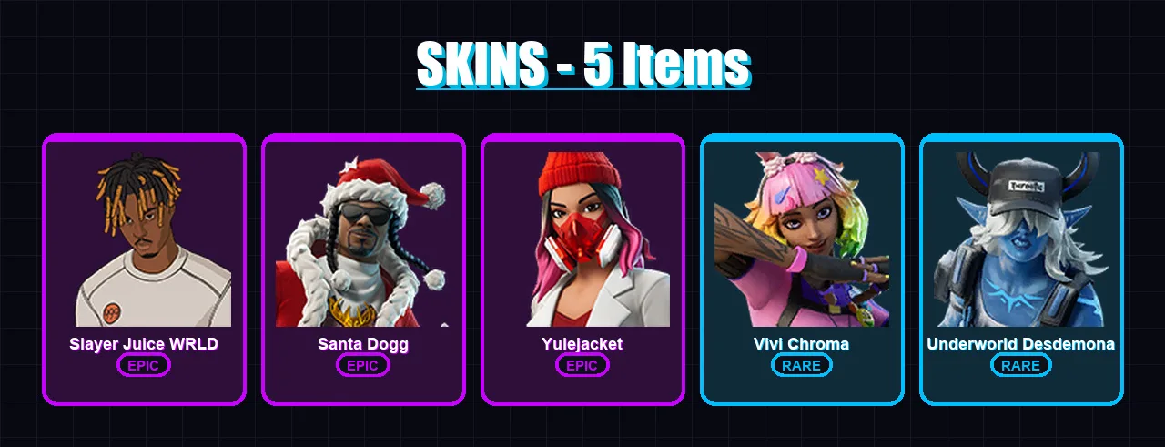 [PS4/PS5/XBOX/PC] | Slayer Juice WRLD | Santa Dogg | Yulejacket | 5 skin | Lv180
