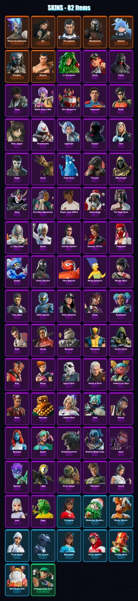 [PC/XBOX/PSN] | Renzo the Destroyer | Era | The Ageless | Mandalorian | Nezumi | 82 skin | 150 pickaxe | 85 emote | 123 glider | Lv1736
