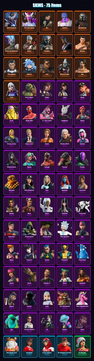 [PC/XBOX] | Spire Assassin | The Cube Queen | Era | Kymera | Mandalorian | 75 skin | 85 pickaxe | 61 emote | 84 glider | Lv1167