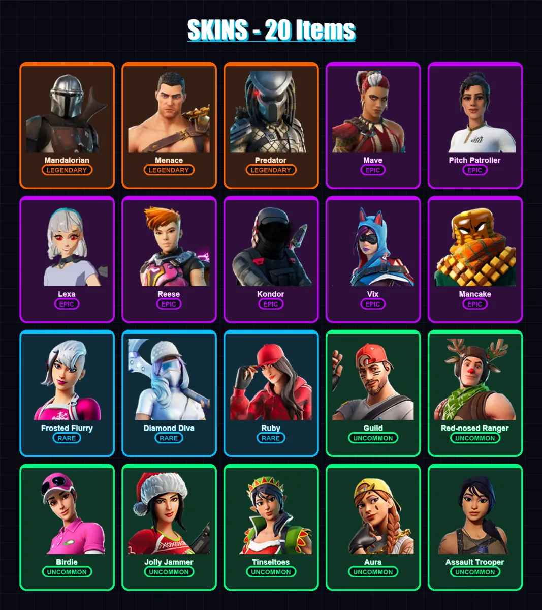[PC/PSN] | Mandalorian | Menace | Predator | Mave | Pitch Patroller | 20 skin | 18 pickaxe | 28 emote | 14 glider | Lv210
