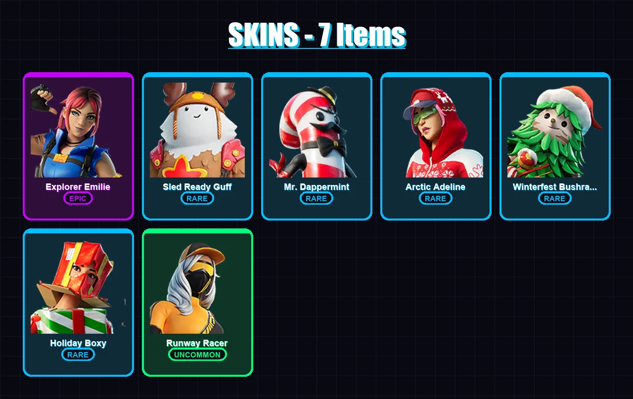 [PC/XBOX/PSN] | Explorer Emilie | Sled Ready Guff | Mr. Dappermint | 7 skin | Lv190
