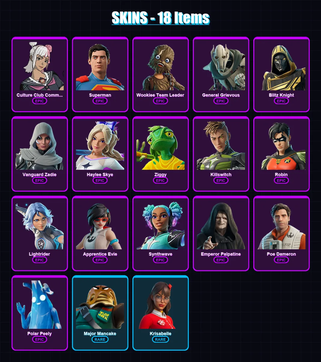 [PS4/PS5/XBOX/PC] | Culture Club Commander | Superman | Wookiee Team Leader | 18 skin | Lv514