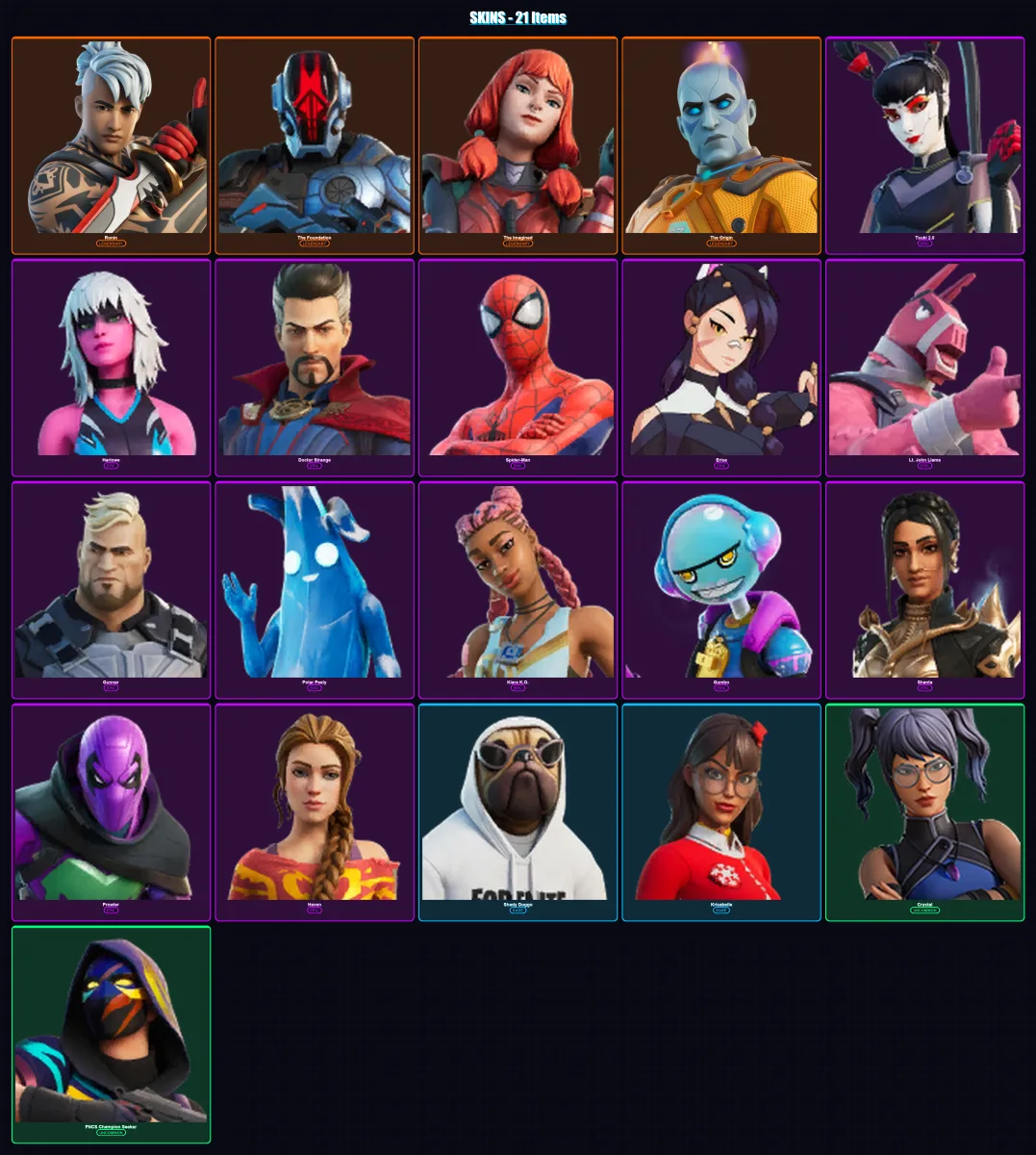 [PC/PSN] | Ronin | The Foundation | The Imagined | The Origin | Tsuki 2.0 | 21 skin | 22 pickaxe | 21 emote | 20 glider | Lv409