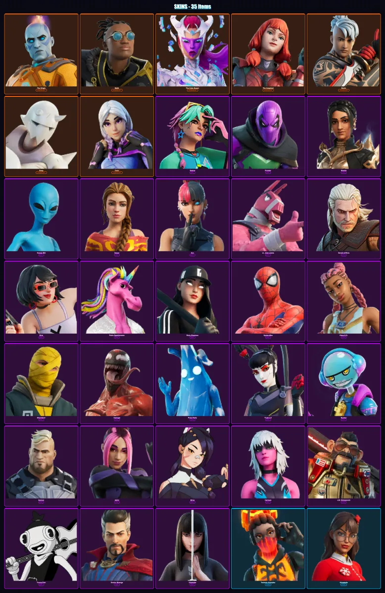 [PC/XBOX/PSN] | The Origin | Malik | The Cube Queen | The Imagined | Ronin | 35 skin | 98 pickaxe | 57 emote | 87 glider | Lv1270