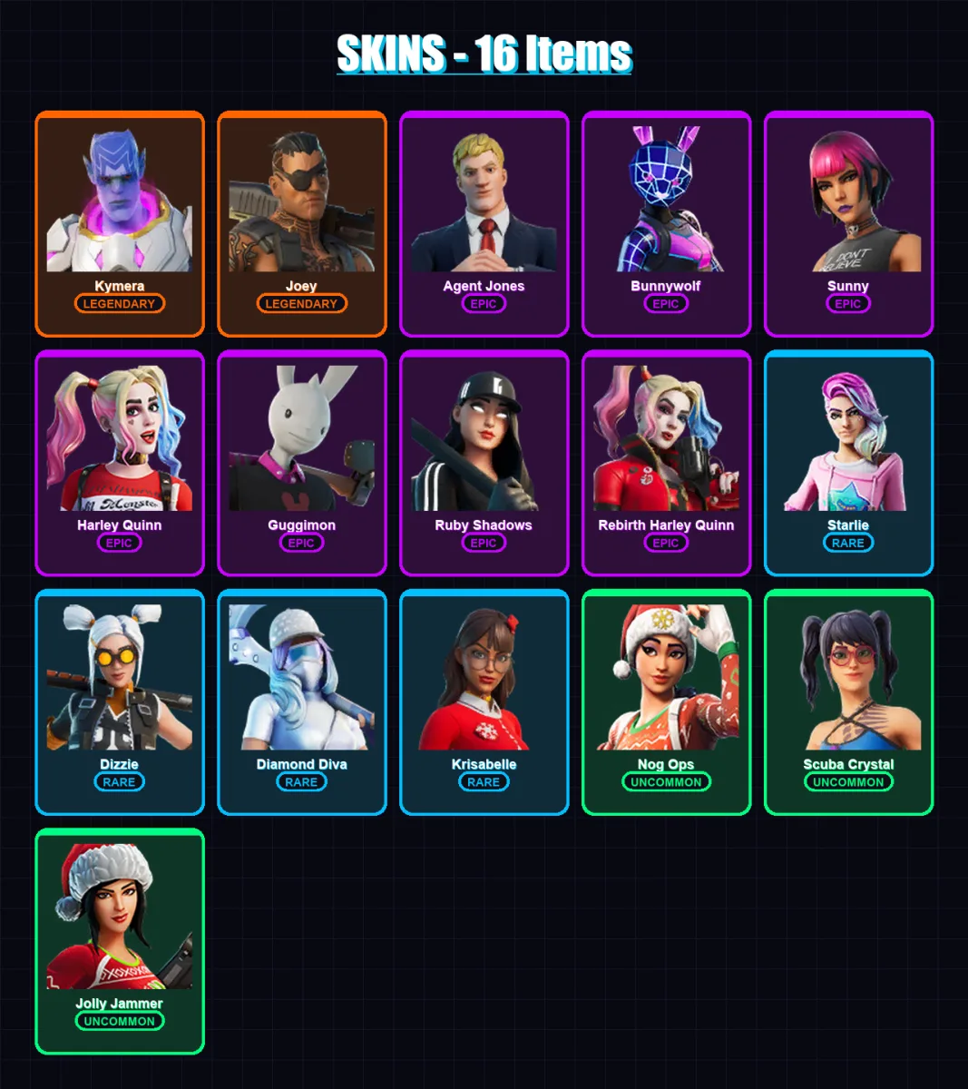 [PC/XBOX/PSN] | Kymera | Joey | Agent Jones | Bunnywolf | Sunny | 16 skin | 16 pickaxe | 19 emote | 12 glider | Lv143