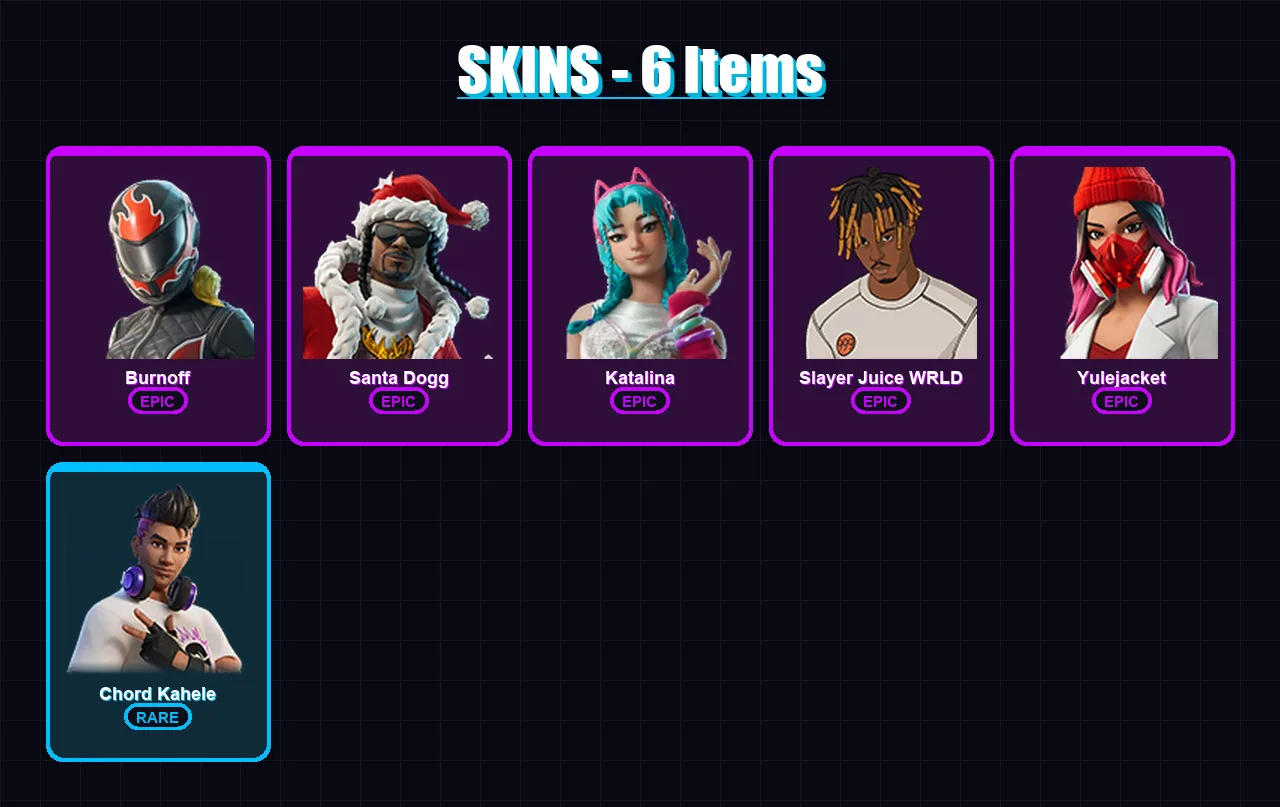 [PC/PSN] | Burnoff | Santa Dogg | Katalina | Slayer Juice WRLD | Yulejacket | 6 skin | 18 pickaxe | 5 emote | 9 glider | Lv69