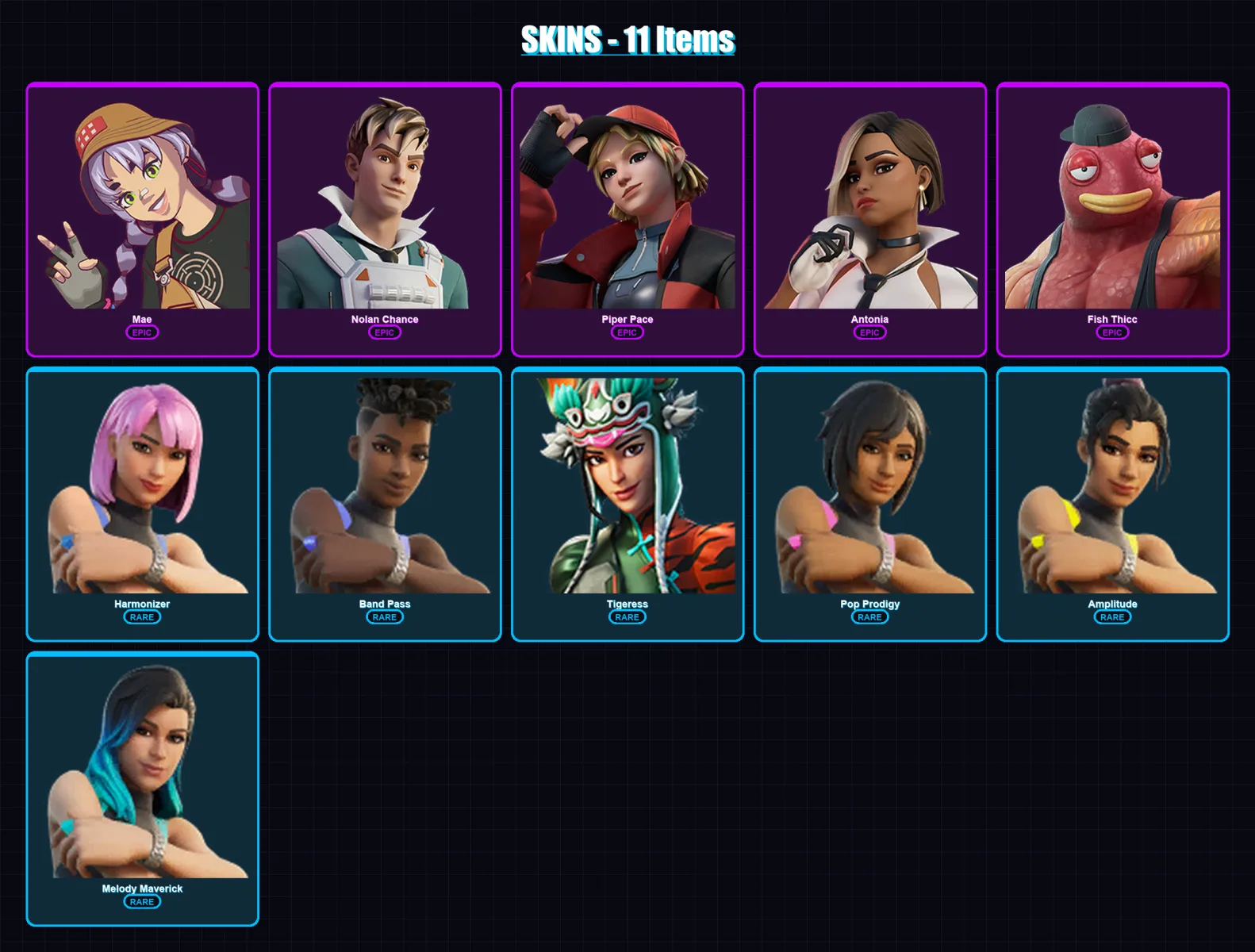 [PC/PSN] | Mae | Nolan Chance | Piper Pace | Antonia | Fish Thicc | 11 skin | 13 pickaxe | 10 emote | 14 glider | Lv354
