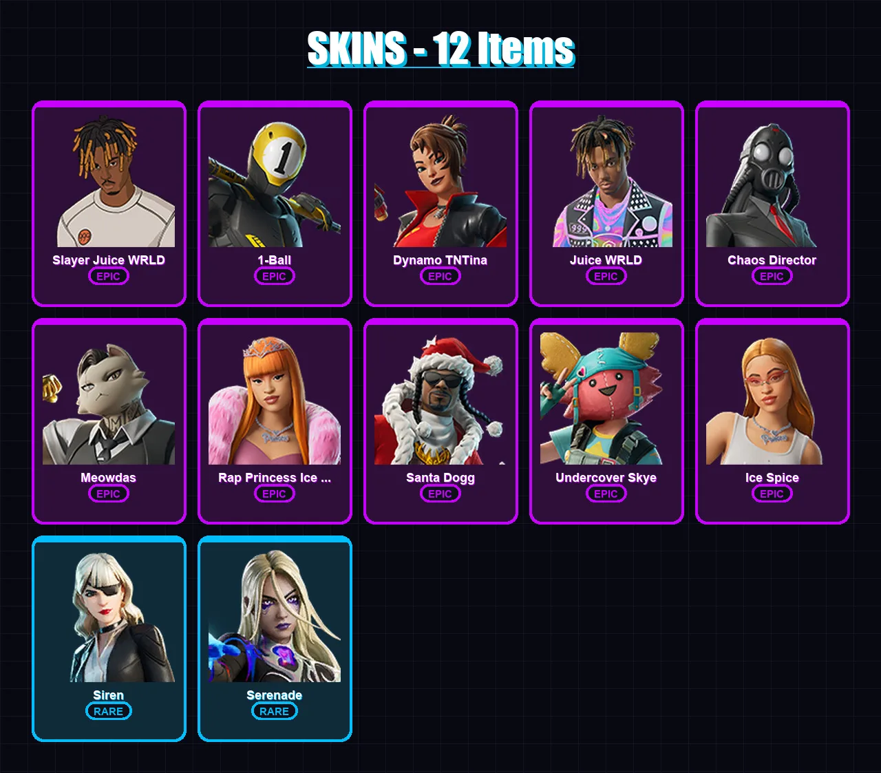 [PC/XBOX/PSN] | Slayer Juice WRLD | 1-Ball | Dynamo TNTina | Juice WRLD | Chaos Director | 12 skin | 20 pickaxe | 12 emote | 13 glider | Lv126 — Fortnite account