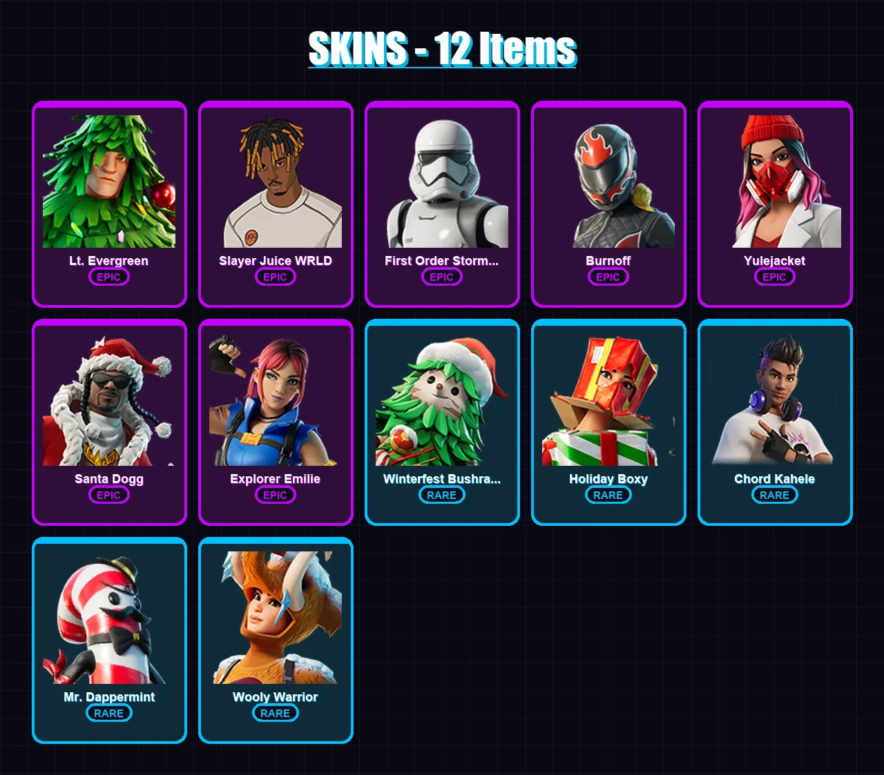 [PC/XBOX/PSN] | Lt. Evergreen | Slayer Juice WRLD | First Order Stormtrooper | 12 skin | Lv179