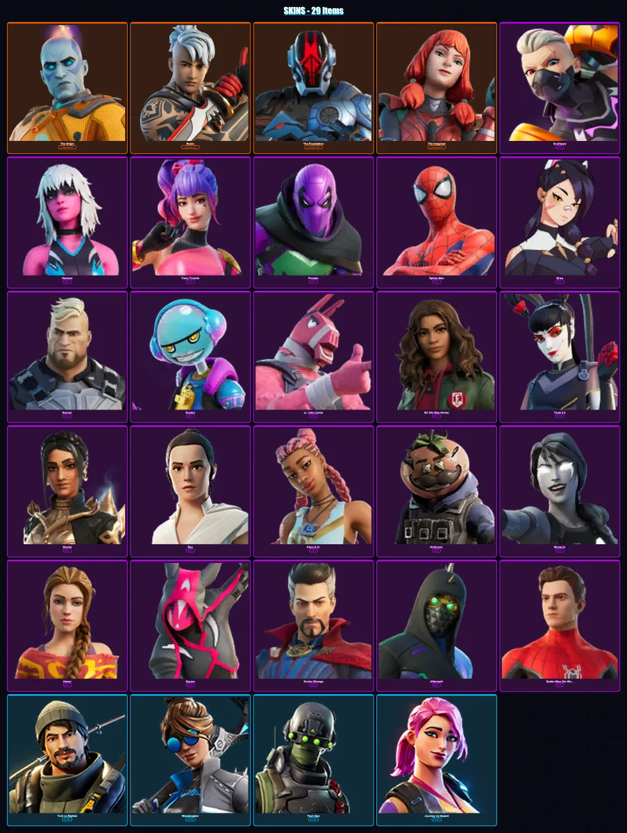 [PC/XBOX/PSN] | The Origin | Ronin | The Foundation | The Imagined | Southpaw | 29 skin | 30 pickaxe | 27 emote | 24 glider | Lv514