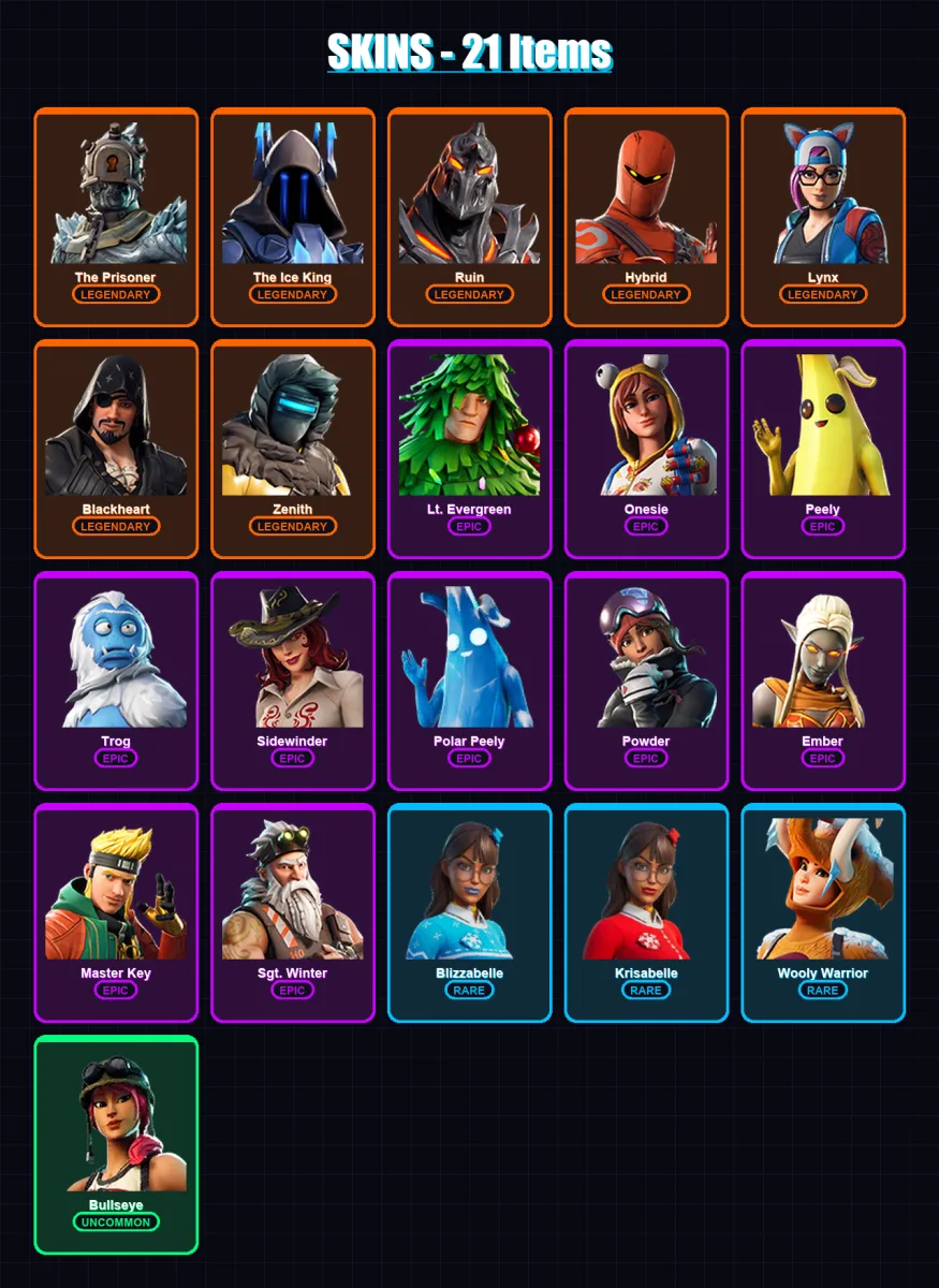 [PC/XBOX/PSN] | The Prisoner | The Ice King | Ruin | Hybrid | Lynx | 21 skin | 18 pickaxe | 28 emote | 19 glider | Lv171 — Fortnite account