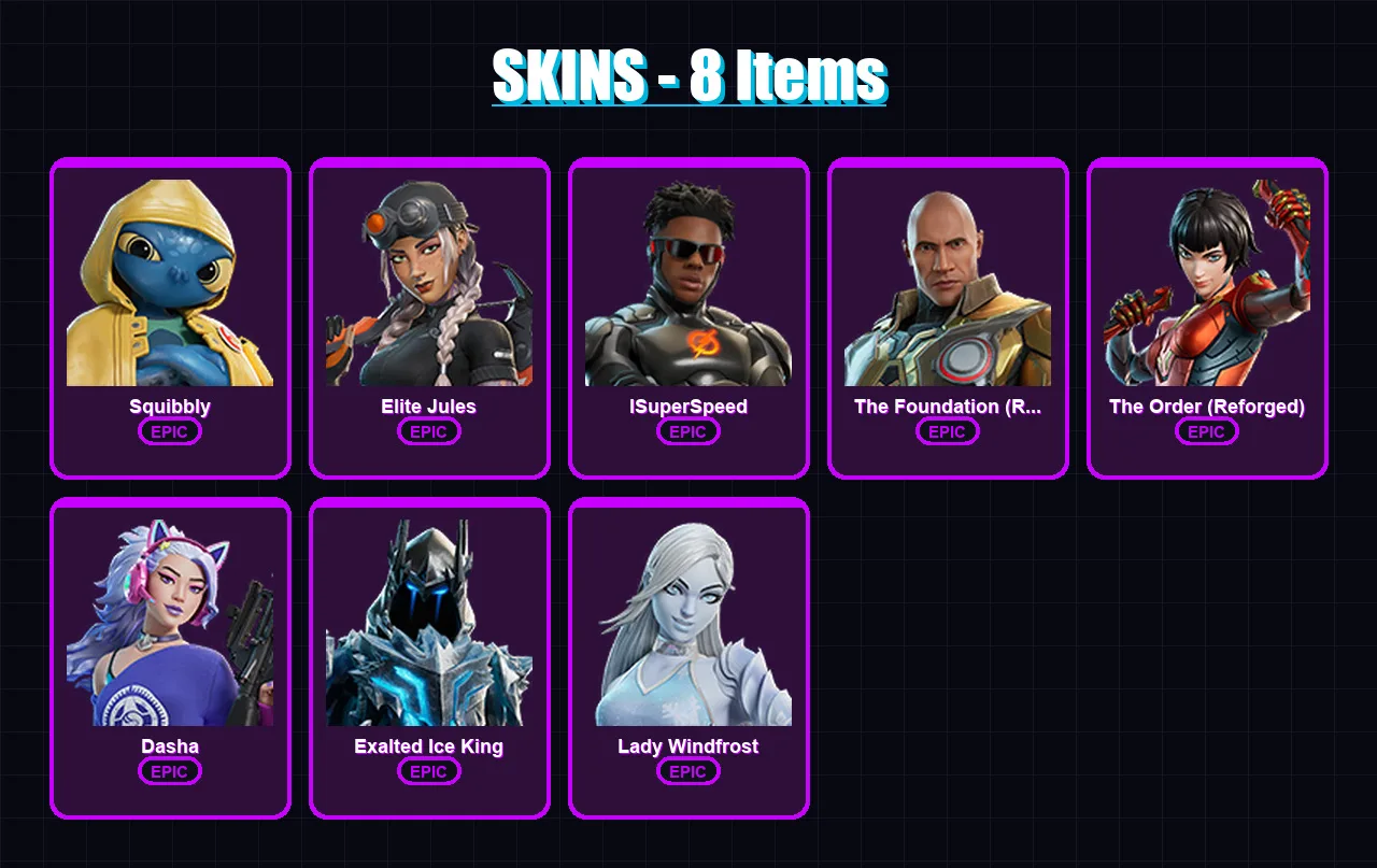 [PC/XBOX/PSN] | Squibbly | Elite Jules | ISuperSpeed | 8 skin | Lv86