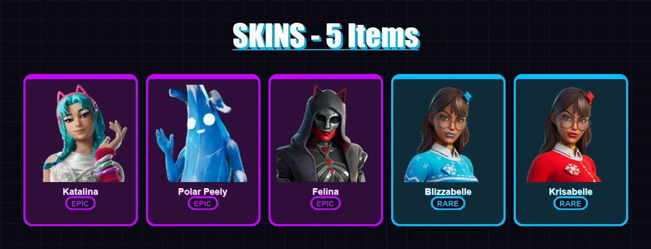 [PC/XBOX/PSN] | Katalina | Polar Peely | Felina | Blizzabelle | Krisabelle | 5 skin | 30 pickaxe | 16 emote | 20 glider | Lv439