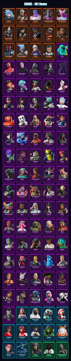 [PS4/PS5/XBOX/PC] | Nezumi | Ronin | Kymera | Fallen Love Ranger | The Cube Queen | 101 skin | 153 pickaxe | 122 emote | 134 glider | Lv2411