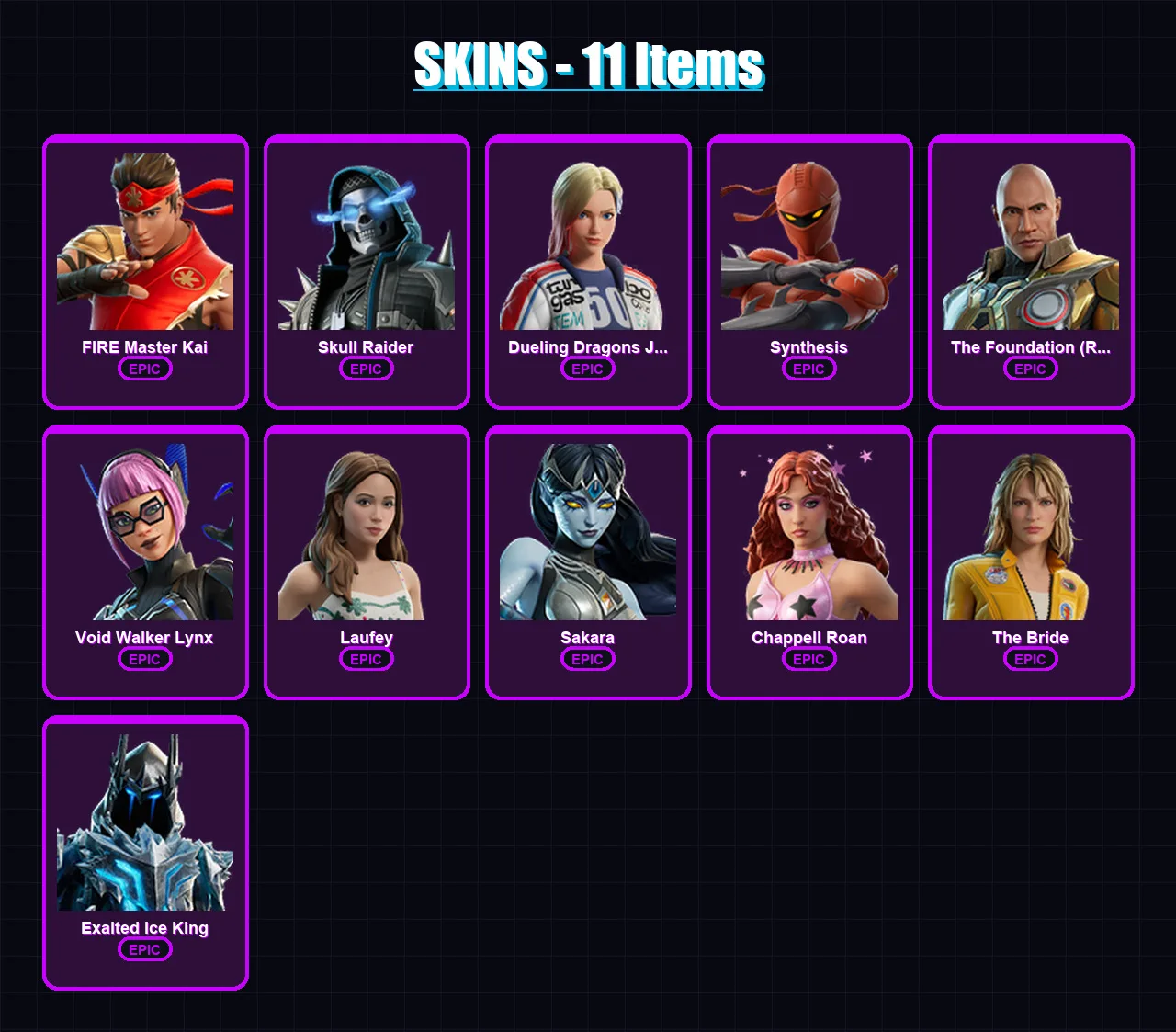 [PC] | FIRE Master Kai | Skull Raider | Dueling Dragons Jackie | 11 skin | Lv3