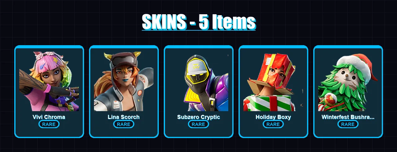 [PS4/PS5/XBOX/PC] | Vivi Chroma | Lina Scorch | Subzero Cryptic | 5 skin | Lv30