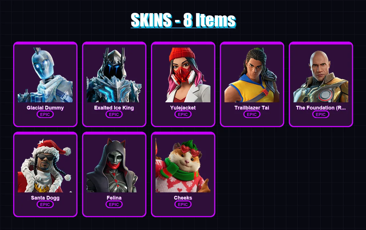 [PC/XBOX/PSN] | Glacial Dummy | Exalted Ice King | Yulejacket | 8 skin | Lv329