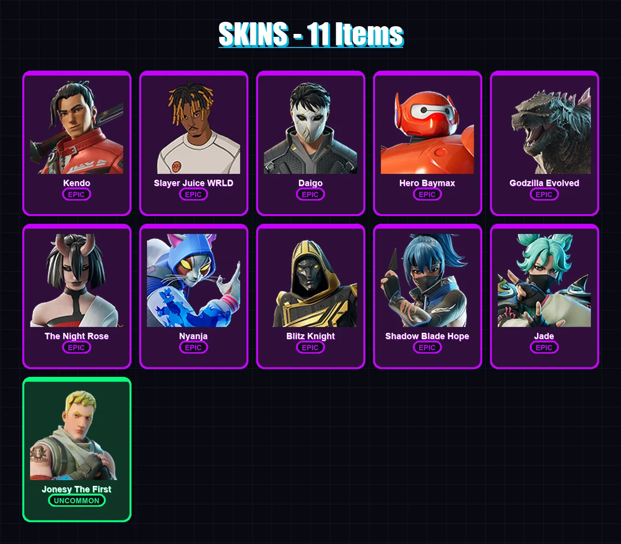 [PS4/PS5/XBOX/PC] | Kendo | Slayer Juice WRLD | Daigo | Hero Baymax | Godzilla Evolved | 11 skin | 41 pickaxe | 24 emote | 42 glider | Lv604 — Fortnite account