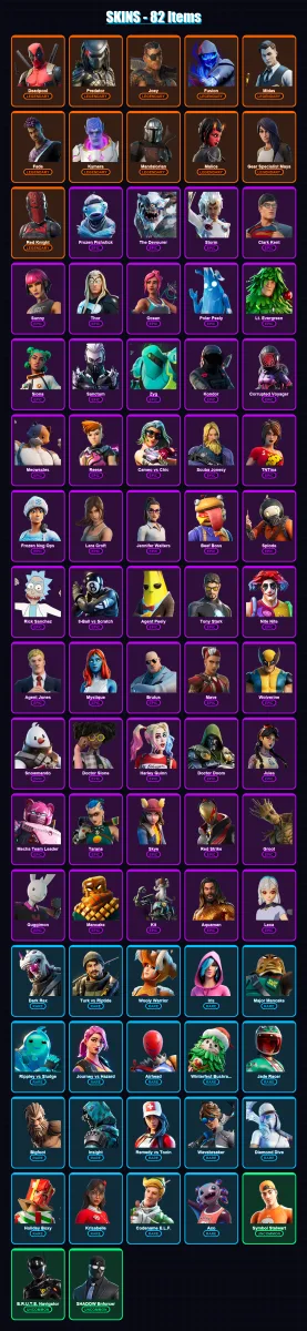 [SWITCH/XBOX/PSN/PC] | Deadpool | Predator | Joey | Fusion | Midas | 82 skin | 71 pickaxe | 103 emote | 62 glider | Lv1059 — Fortnite account