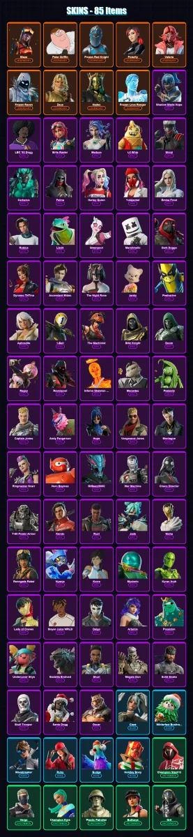 [PS4/PS5/XBOX/PC] | Blaze | Peter Griffin | Frozen Red Knight | Polarity | Valeria | 85 skin | 108 pickaxe | 61 emote | 66 glider | Lv831