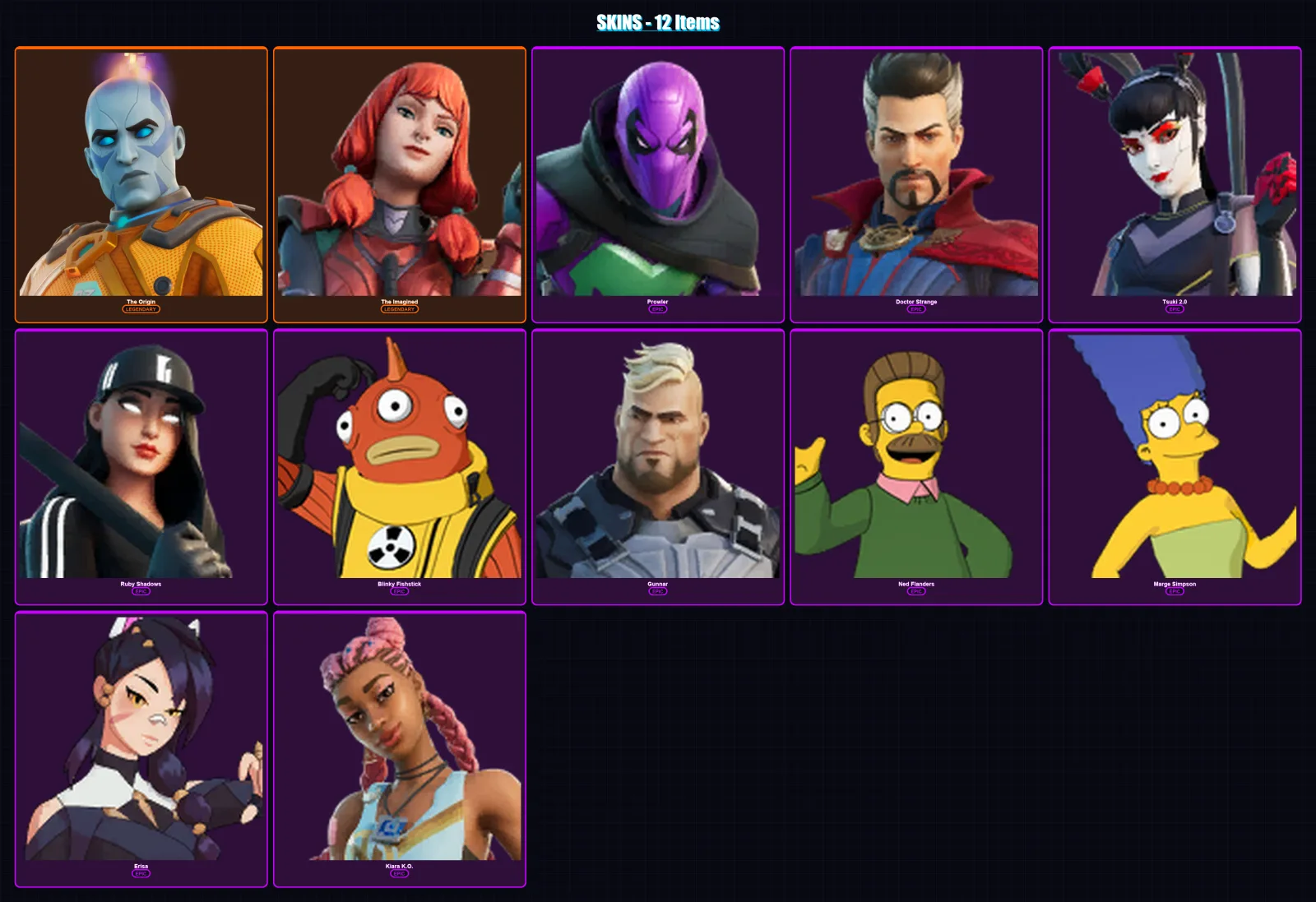 [PS4/PS5/XBOX/PC] | The Origin | The Imagined | Prowler | Doctor Strange | Tsuki 2.0 | 12 skin | 28 pickaxe | 21 emote | 28 glider | Lv507