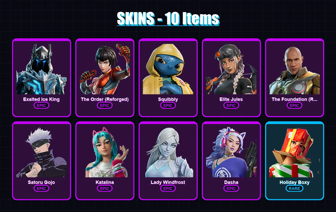 [PC/XBOX/PSN] | Exalted Ice King | The Order (Reforged) | Squibbly | 10 skin | Lv300 — Fortnite account