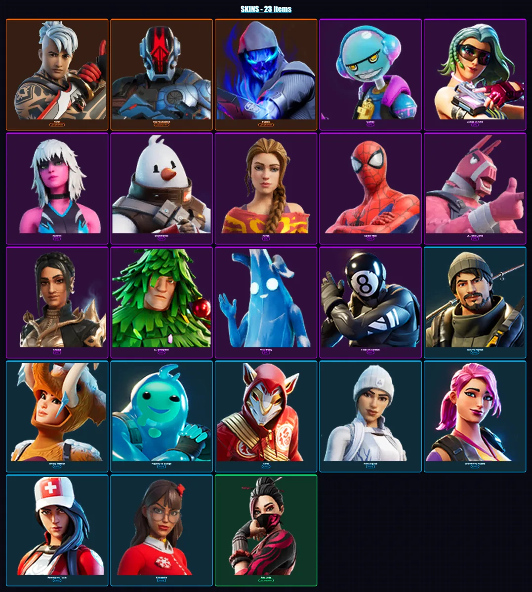 [PC/XBOX/PSN] | Ronin | The Foundation | Fusion | Gumbo | Cameo vs Chic | 23 skin | 34 pickaxe | 60 emote | 39 glider | Lv1040