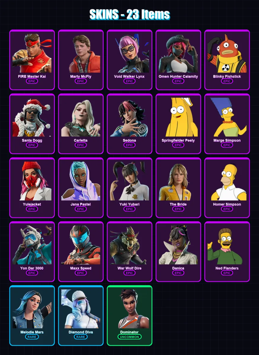 [PC/XBOX/PSN] | FIRE Master Kai | Marty McFly | Void Walker Lynx | 23 skin | Lv142 — Fortnite account