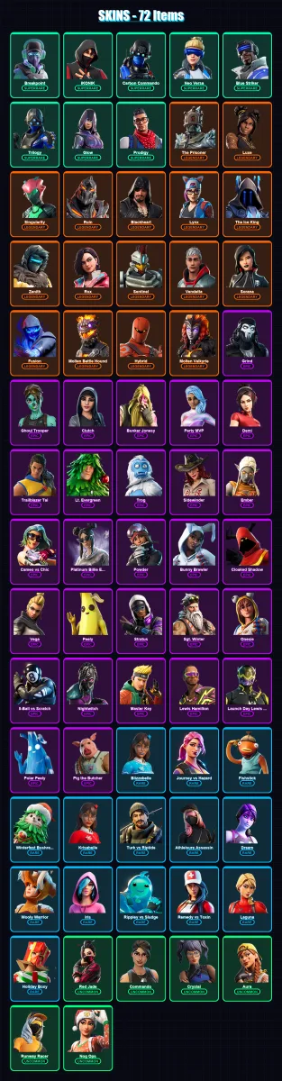 [PC/XBOX] | Breakpoint | IKONIK | Carbon Commando | Neo Versa | Blue Striker | 72 skin | 83 pickaxe | 79 emote | 73 glider | Lv1041