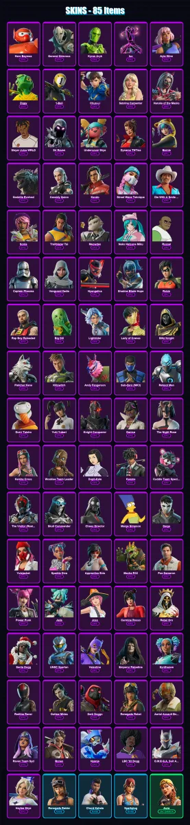[PC/XBOX/PSN] | Hero Baymax | General Grievous | Kyran Aryk | Iso | Ayla Winn | 85 skin | 107 pickaxe | 73 emote | 61 glider | Lv862
