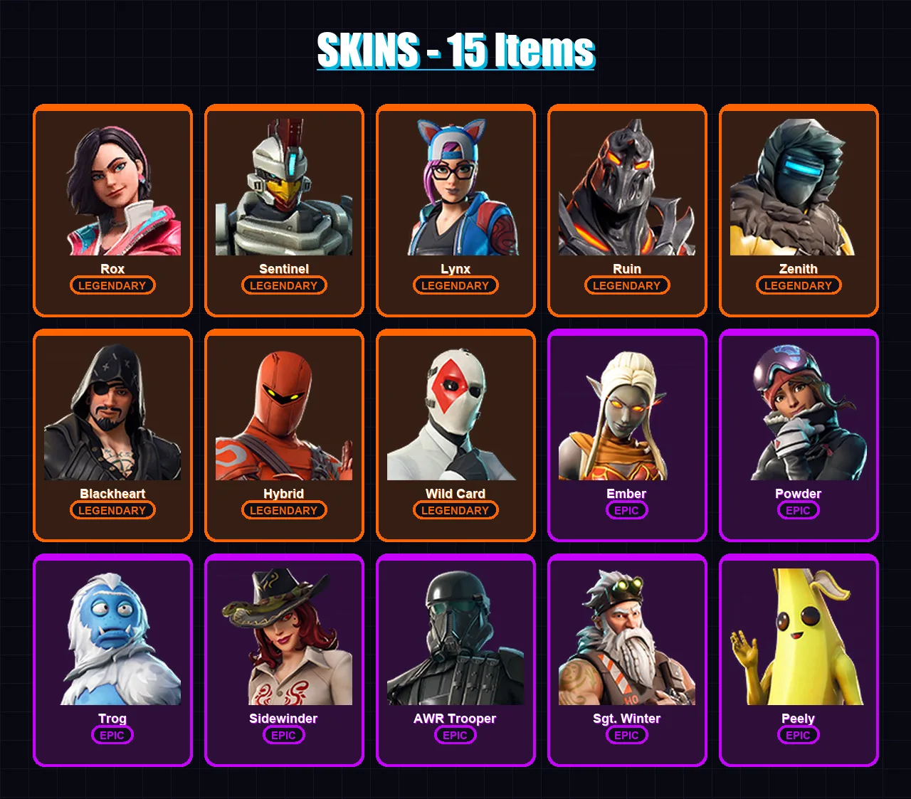 [PC/PSN] | Rox | Sentinel | Lynx | Ruin | Zenith | 15 skin | 16 pickaxe | 22 emote | 25 glider | Lv295 — Fortnite account