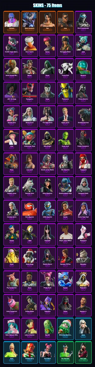 [PC/PSN] | Kymera | Spire Assassin | Raz | Joey | Skull Commander | 75 skin | 134 pickaxe | 85 emote | 92 glider | Lv1812