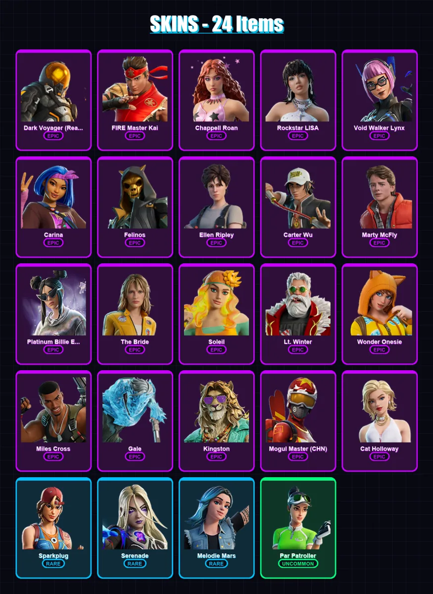 [PC/XBOX/PSN] | Dark Voyager (Reality Redacted) | FIRE Master Kai | Chappell Roan | 24 skin | Lv261