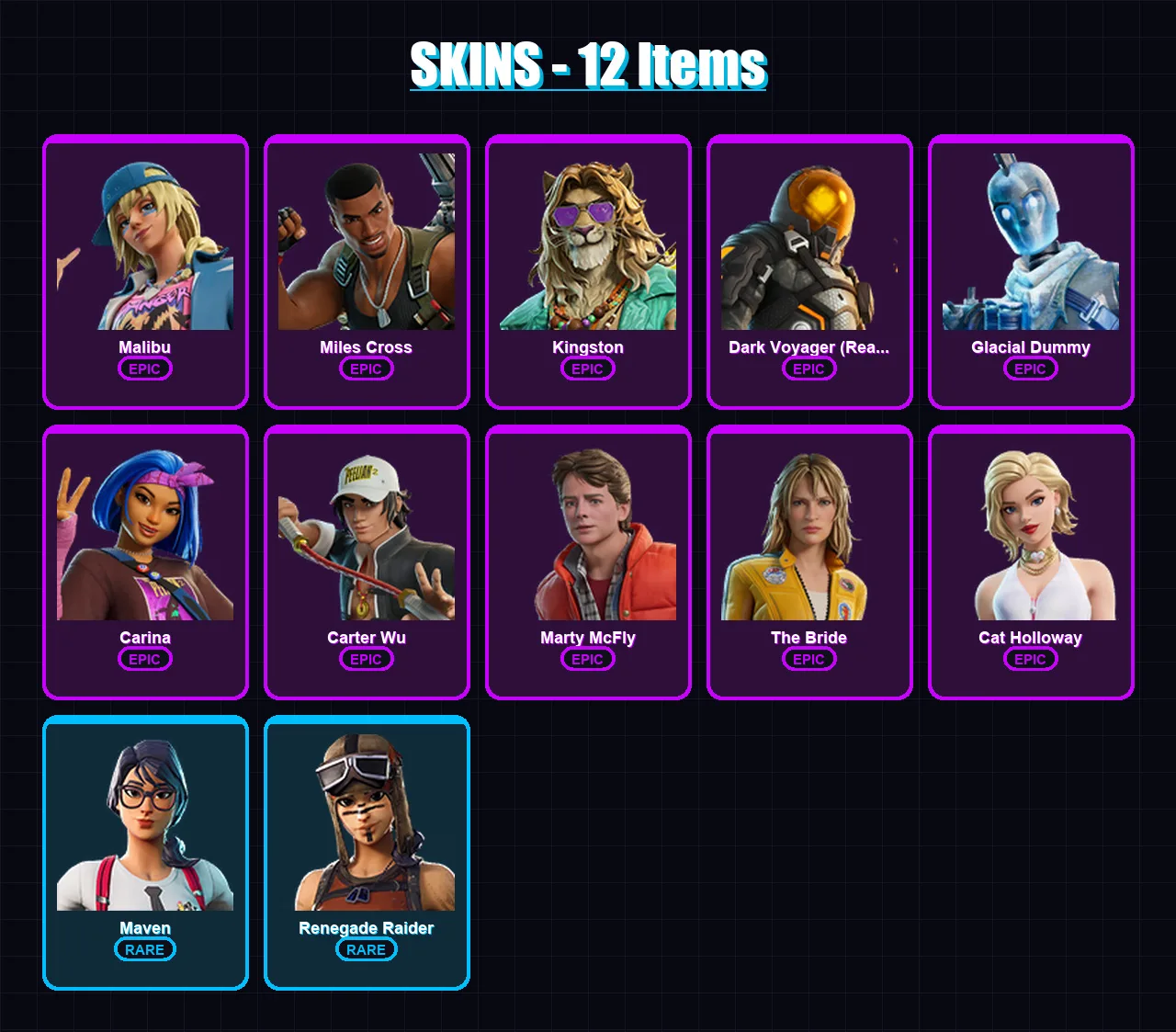 [PC/XBOX/PSN] | Malibu | Miles Cross | Kingston | 12 skin | Lv389 — Fortnite account