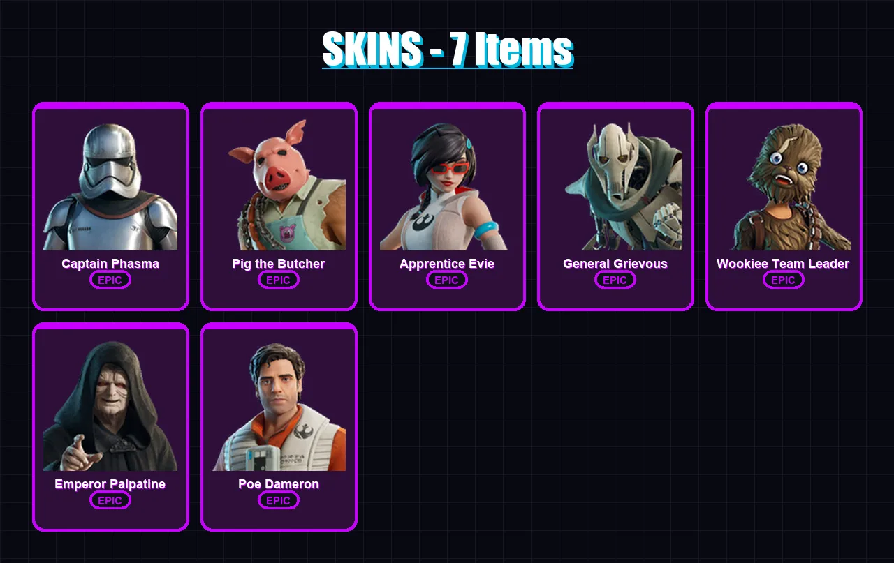 [PS4/PS5/XBOX/PC] | Captain Phasma | Pig the Butcher | Apprentice Evie | 7 skin | Lv170