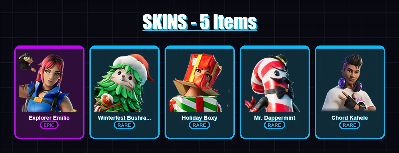 [PC/XBOX/PSN] | Explorer Emilie | Winterfest Bushranger | Holiday Boxy | 5 skin | Lv42