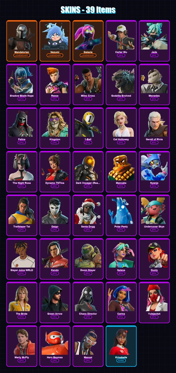 [PC/PSN] | Mandalorian | Nezumi | Galaxia | Carter Wu | Jade | 39 skin | 73 pickaxe | 42 emote | 61 glider | Lv739