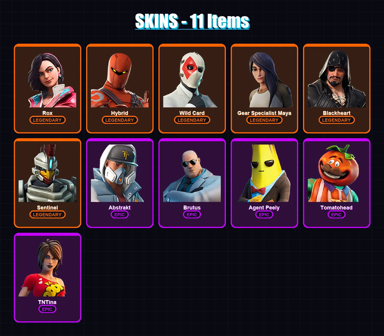 [PC/XBOX/PSN] | Rox | Hybrid | Wild Card | Gear Specialist Maya | Blackheart | 11 skin | 9 pickaxe | 13 emote | 12 glider | Lv128