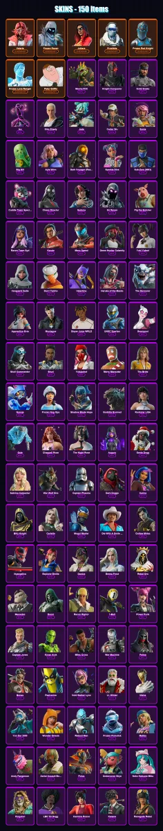 [PC/XBOX/PSN] | Valeria | Frozen Raven | Joltara | Frostbite | Frozen Red Knight | 150 skin | 182 pickaxe | 104 emote | 101 glider | Lv1301