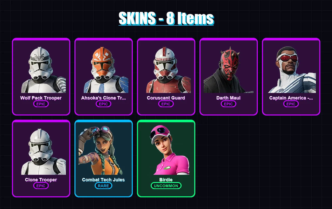 [PC/XBOX] | Wolf Pack Trooper | Ahsoka's Clone Trooper | Coruscant Guard | 8 skin | Lv226