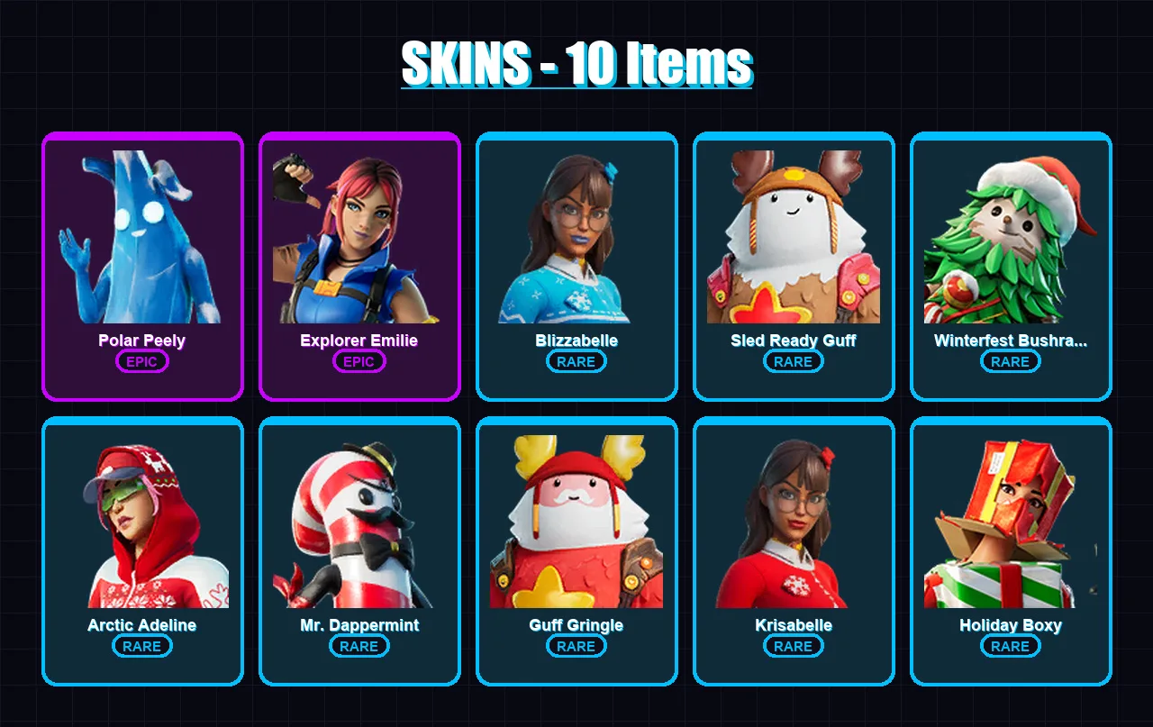 [PC/XBOX/PSN] | Polar Peely | Explorer Emilie | Blizzabelle | 10 skin | Lv25 — Fortnite account