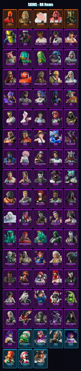 [PS4/PS5/XBOX/PC] | Inferno | Zeus | Peter Griffin | Valeria | Hades | 88 skin | 132 pickaxe | 93 emote | 78 glider | Lv1345 — Fortnite account