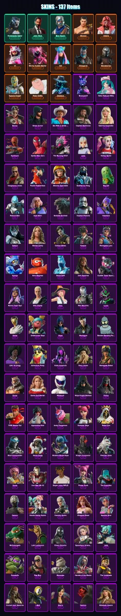 [PC/PSN] | Huntmaster Saber | John Wick | Blue Squire | Menace | Valeria | 137 skin | 125 pickaxe | 113 emote | 61 glider | Lv673