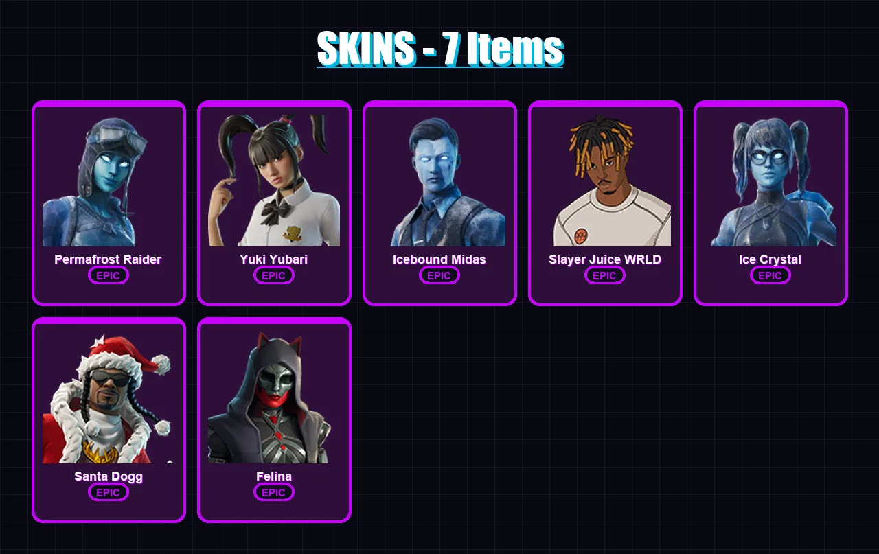 [PC/XBOX/PSN] | Permafrost Raider | Yuki Yubari | Icebound Midas | 7 skin | Lv417