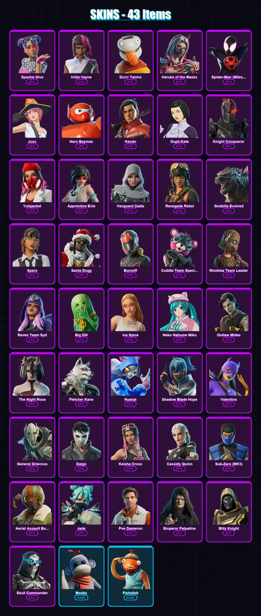 [PC/PSN] | Sparkle Diva | Iridia Vayne | Durrr Taisho | 43 skin | Lv509